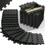 monzana MONZANA® Bodenschutzmatten Fitness Randstücken 30 x 30 cm 1,5 qm Rutschfest Puzzlematte Trainingsmatten Fitnessgeräte Schwarz