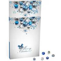 VALIOSA Mode-Schmuck Adventskalender mit Halskette, Armband + 22 individuelle Perlen-Anhänger aus Glas & Metall, Geschenkidee für Mädchen, blau,... - Weiß