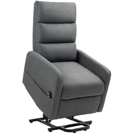 Homcom Fernsehsessel mit Aufstehhilfe Elektrisch Relaxsessel mit Liegefunktion, Taschenfederkern, Fußteil, TV-Sessel mit Seitentasche, Fernbedienung und Leinenoptik, Dunkelgrau Kunststoff, 62x105x86.5 cm, Wohnzimmer, Sessel,
