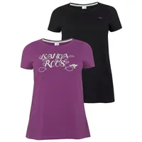 KangaROOS Longshirt (Packung, 2-tlg., 2er-Pack) Kurzarm, figurumschmeichelnde Passform lila|schwarz