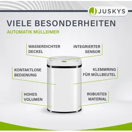 Juskys Automatik Mülleimer mit Sensor - Weiß