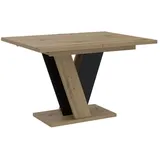 PROROOM FURNITURE Esstisch Artisan / Schwarz NEVI 120/160x80 cm | Esszimmertisch Küchentisch Tisch Säulentisch Dining Table - Braun/Schwarz