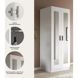 xonox.home Wäscheschrank Visby 80 x 195 x 56 cm Weiß