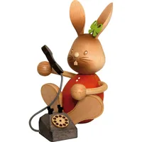 Drechslerei Kuhnert Kuhnert Dekofigur Stupsi Hase mit Telefon -