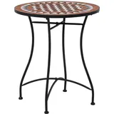 ARKEM Bistrotisch Mosaik Keramik Braun 60 cm Bistrotisch Outdoor Mosaiktisch Tisch FüR Sonnenschirm Kleiner Tisch Balkon Gartentisch