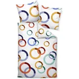 Janine Bettwäsche modern art S42126-02 135X200,80x80, Mako-Satin, mit Reißverschluss blau