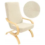 Sesselbezug Stretch - Husse für Schwingsessel - beiges Kaschmir Jacquard - Passend für Poäng Sessel - Beige