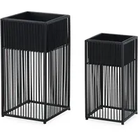 KADIMA DESIGN Blumentopf 2er Set Metall Pflanzkübel mit Gestell