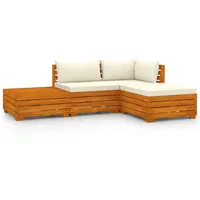 vidaXL 4-tlg Garten-Lounge-Set mit Kissen Massivholz Akazie Modell 2