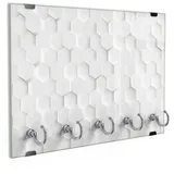 DEQORI Schlüsselbrett 'Weiße 3D-Waben', (1 St), Schlüsselhalter Schlüssel Haken Schlüsselboard modern Schlüsselleiste weiß