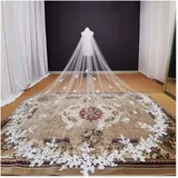 TGRTY Braut Hochzeitsschleier Lange SpitzeAppliques Brautschleier-weißer Elfenbein-Kathedrale Brautschleier 3.5 Meter Brautschleier Hochzeit Accessoires Wunderschöner Brauttüll
