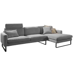 KAWOLA Sofa RICARDA Ecksofa Cord grau Recamiere rechts