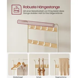 VASAGLE Garderobenständer HSR40W 183 x 72 x 33,7 cm Eichenfarben-weiß