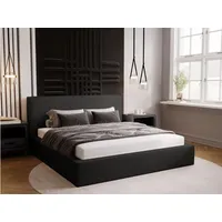 GRAINGOLD Polsterbett mit Bettkasten, 140x200 Dunkelgrau Samt, Monaco