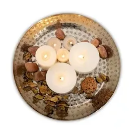 amagohome Dekotablett ø 28 cm rund Deko Tablett Serviertablett Metall Kerzentablett Farbe silber