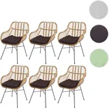 Mendler Esszimmerstuhl HWC-P17 Baumwolle braun 6er Set
