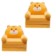 Set 2x Kindersessel faltbar Divit PL48 Kindersofa Schlafsofa mit Plüsch gepolstert Tigerdesign NEW