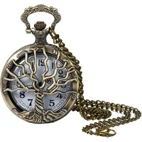 Lancardo Vintage Lebensbaum Herren Damen Taschenuhr Pullover Halskette Bronze Weiss