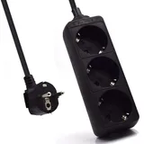 Ewent EW3959 Steckdosenleiste (Mehrfachsteckdose 3-Fach, Steckerleiste 1,5m, GS-geprüft, Steckdosen um 45 Grad gedreht, mit erhöhtem Berührungsschutz, Kunststoff Verteiler) Schwarz