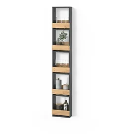 livinity® Weinregal 30 x 180 cm Goldkraft Eiche/Anthrazit