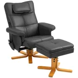 Homcom Relaxsessel mit Liegefunktion Massagesessel mit Hocker und Stauraum Fernsehsessel mit Seitentasche Kunstleder 78 x 86 x 93cm Schwarz