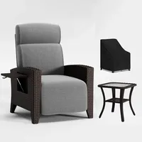BYYBOU Gartensessel mit Liegefunktion Relaxliege Garden, Polyrattan Gartenmöbel Set mit Tisch & Abdeckung–Ratan Liegesessel Verstellbarer Sessel, ideal als Relaxsessel, Korbsessel Wohnzimmer