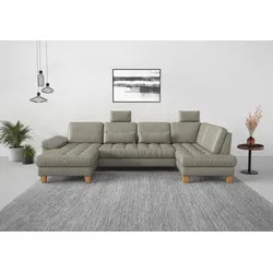 Wohnlandschaft SIT & MORE "Westham U-Form", grau, B:338cm H:88cm T:172cm, 100% Polyester, Sofas, wahlweise mit Bettfunktion, Bettkasten, Sitztiefenverstellung