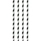 Cocktail Papierstrohhalm / Schwarz-Weiß - Ø 6 mm x 29 cm - Papstar Pure (100 Stk... - 1 Packung = 100 Stk