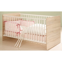 bv-vertrieb Babybett Babybett Kinderbett Sprossenbett für Babys Eiche sonoma weiss - (3446)