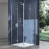 doporro Eck-Duschkabine Eckdusche 80x120x190cm Duschabtrennung inkl. 4cm flacher Duschtasse in Weiß ESG-Sicherheitsglas Klarglas Easy-Clean-Beschi... - Transparent