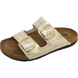 ROHDE Damen Pantolette gemusterter Zweiriemer mit Schnalle Rodigo-D 5872, Größe:39 EU, Farbe:Gold - 39