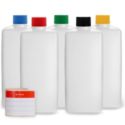 OCTOPUS Kanister »5 Plastikflaschen 500 ml eckig aus HDPE mit farbig« (5 St)