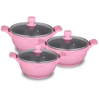 Cheffinger Topf-Set Kochtopf Kasserolle Topf Set 6-tlg mit Glasdeckel
