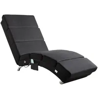CASARIA Relaxliege London Massage & Heizfunktion Ergonomisch Gepolstert Wohnzimmer Liegestuhl Polsterliege Stoff Anthrazit