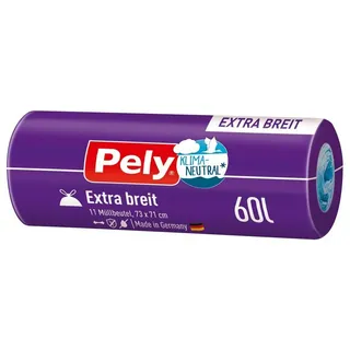 Pely Zugbandbeutel Extra breit 60 Liter klimaneutralisiert 11 Stück