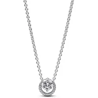 Pandora Timeless Funkelnder Runder Strahlenkranz Collier-Halskette aus Sterling Silber mit Zirkonia Steinen, Größe 45cm, 391174C01-45