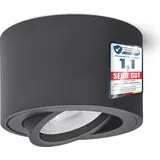 linovum SMOL Aufbau Deckenleuchte klein rund flach schwenkbar in anthrazit grau - Aufputzleuchte mit 1x LED Modul Neutralweiß