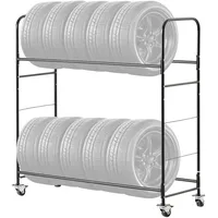 Vevor Reifenregal Reifenhalter mit 2 Ablagen & Transportanhänger für