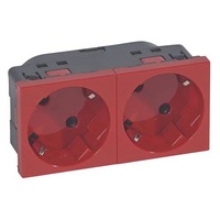 Legrand 077272 45° Schutzko-Steckdosen, 2-fach (4-Module), Farbe: rot