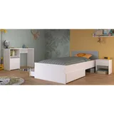 Parisot Stauraumbett Pirouette 90 x 200 cm Holzwerkstoff weiß grau-rosa