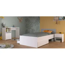 Parisot Stauraumbett Pirouette 90 x 200 cm Holzwerkstoff weiß grau-rosa