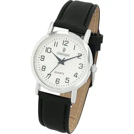 Classique Herrenuhr mit Kunstlederionsarmband - Schwarz/Weiß