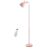 HKLY Stehlampe LED Dimmbar, 7W Stehleuchte Flexibler Schwanenhals, Rosa Metall Stehlampe mit Antler Dekoration Lampenschirm E27 Leselampe Wohnzimmer Schlafzimmer kinderzimmer Büro Stehleuchten