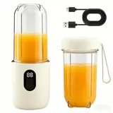 Tragbarer Mixer, 500ML Mixer Smoothie Maker to Go mit Ersatzbecher, USB Wiederaufladbar Portable Blender, Standmixer Klein mit 16-Blatt, Mini Standmixer für Milchshakes,Säfte,Smoothies (Weiß)
