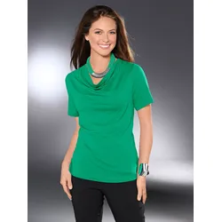 Wasserfallshirt INSPIRATIONEN "Shirt", Damen, Gr. 52, grün, 95% Viskose, 5% Elasthan, unifarben, Wasserfallausschnitt, Kurzarm, Shirts