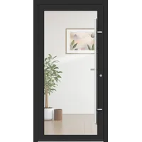 PREMIUM Aluminium-Glas Haustür "HELENA" 90 mm Vollverglasung flächenbündig Anthrazit Eisenglimmer DB 703 beidseitig innen öffnend DIN rechts