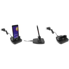Brodit Tisch-Ladestation 1-Fach Handy Ladegerät für Samsung Galaxy Xcover 5 Schwarz