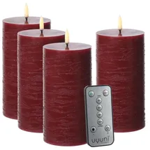 uYuni LED Kerzenset PIA Rustik-Optik H: 15cm mit Batterien und Fernbedienung -...