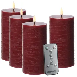 uYuni LED Kerzenset PIA Rustik-Optik H: 15cm mit Batterien und Fernbedienung -...
