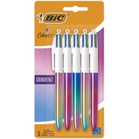 BIC 4 Farben Kugelschreiber Set 4 Colours Gradient, 5er Pack in Metallic-Farbverlauf, nachfüllbar, Ideal für das Büro, das Home Office oder die Schule